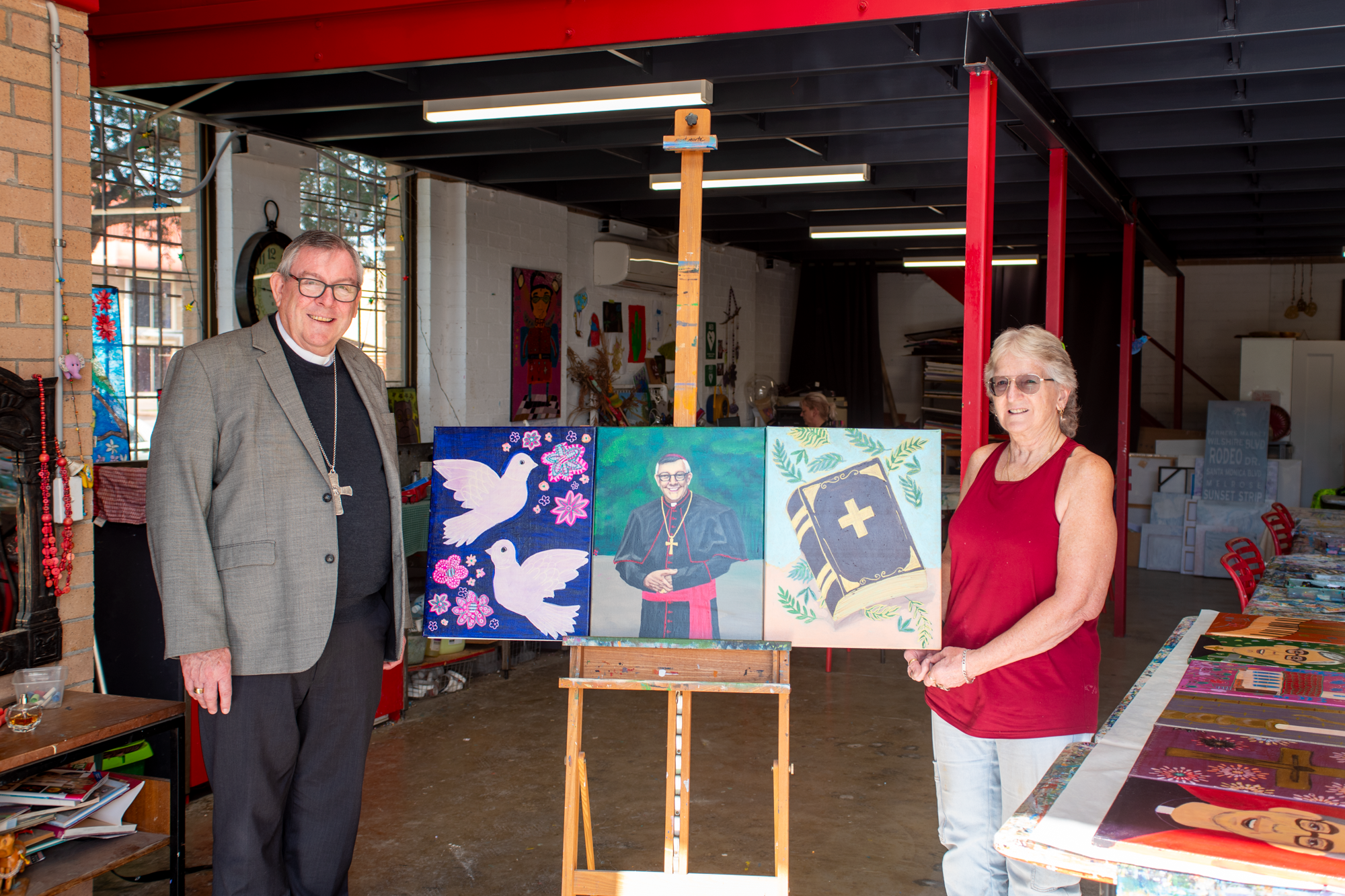 Bishop Mascord Receives Artwork from our Artists